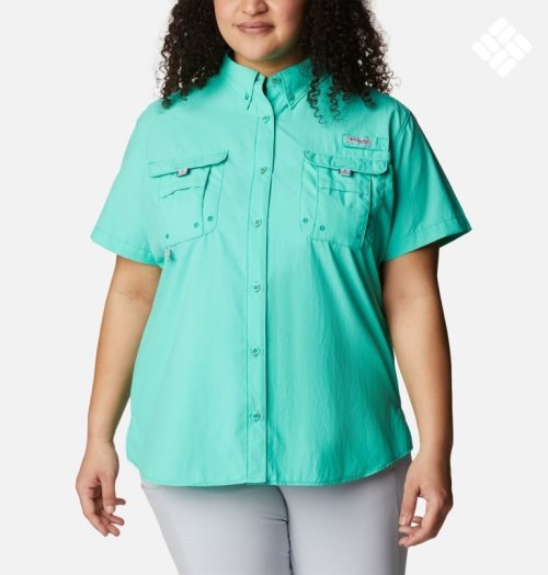 Camasa Columbia PFG Bahama Scurte Sleeve Dama Turcoaz | Plus Size VU1Z79QS8